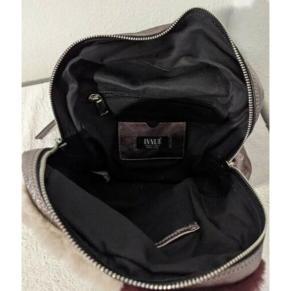 Innue Genuine Calf Leather Glitter Made in Italy Faux Fur Purse Backpack Bag main image 6